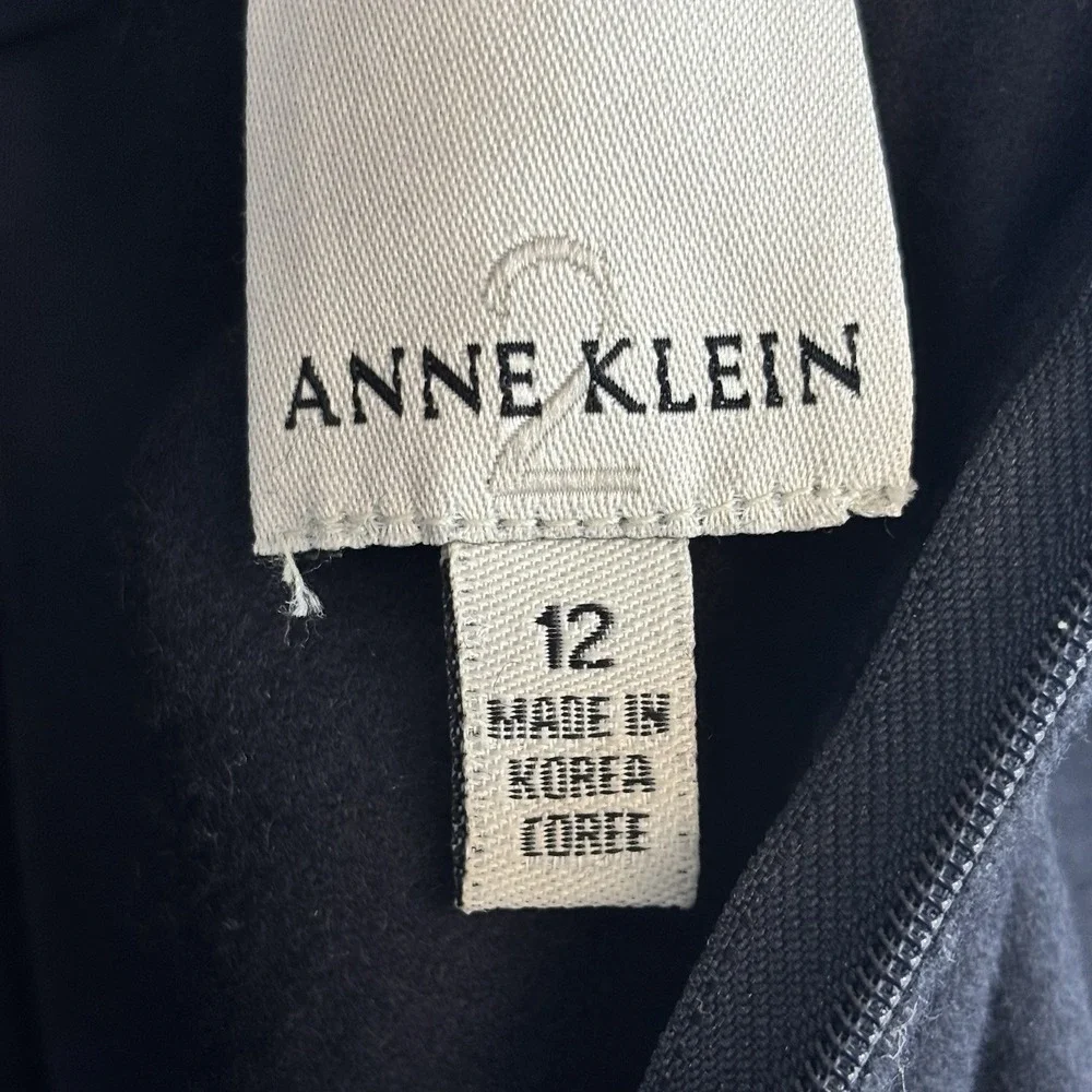 Anne Klein Wool/Cashmere Wide Leg Dress Pants 12 Navy Blue Timeless NWT